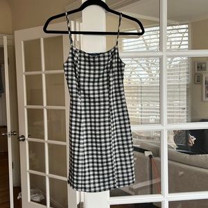 Black and white checkered mini dress
